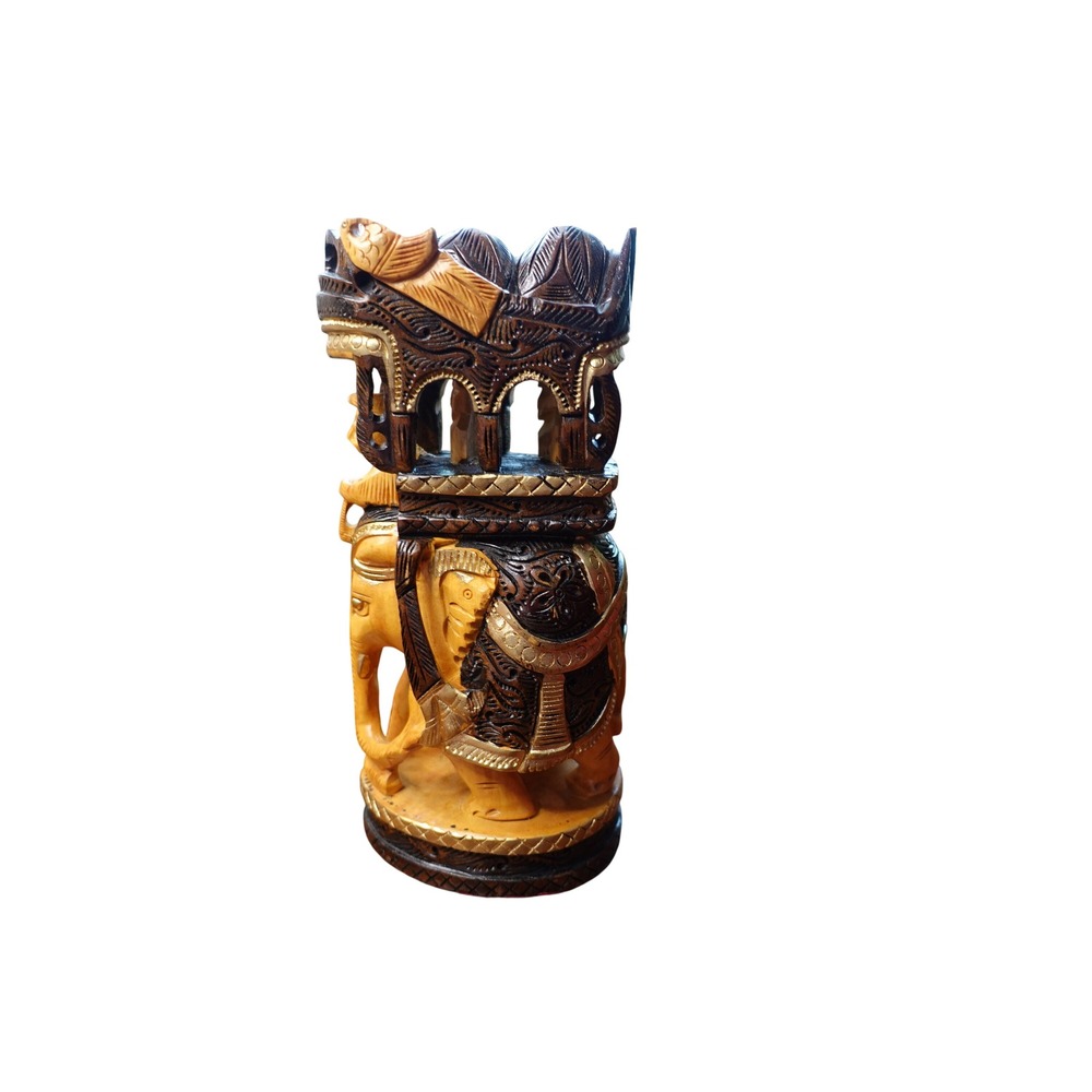 wooden hand carved elephant home decor stacked elephant shrine figurine